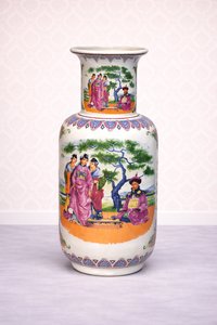 Porcelánová váza s orientálním motivem a bohatými barvami, cena za ks, styl Rokoko