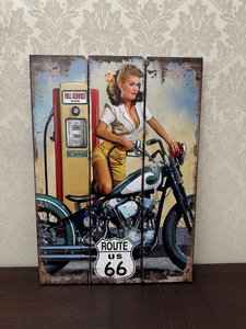 Dekorace Route 66 s motivem pin-up dívky, cena za ks