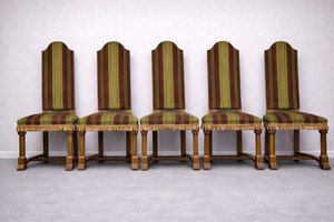 Klasické renesanční židle s pruhovaným čalouněním a dřevěnými detaily,  cena za ks