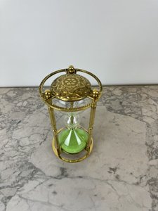 Dekorativní přesýpací hodiny se zeleným pískem, styl Art Deco