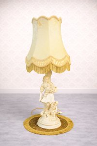 Stolní lampa s  látkovým stínidlem, styl První republika