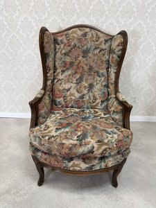 Křeslo ušák s květinovým čalouněním, cena za ks
