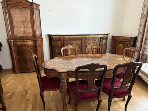 Luxusní jídelní souprava ve francouzském stylu Boulle, Itálie 1950